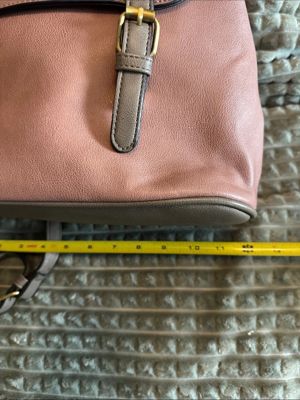 Jen&Co Dusty Rose Pink Backpack Satchel with Brown Trim